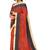 Rust red geometric print saree