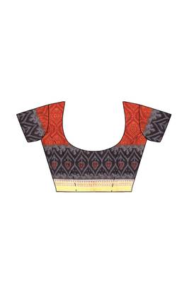 Rust red geometric print saree 5