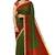 Olive green ethnic print saree