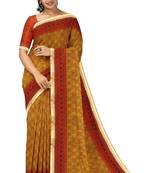 Mustard yellow printed saree