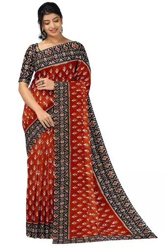 Red ikat print saree