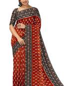 Red ikat print saree