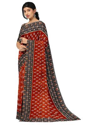 Red ikat print saree 2