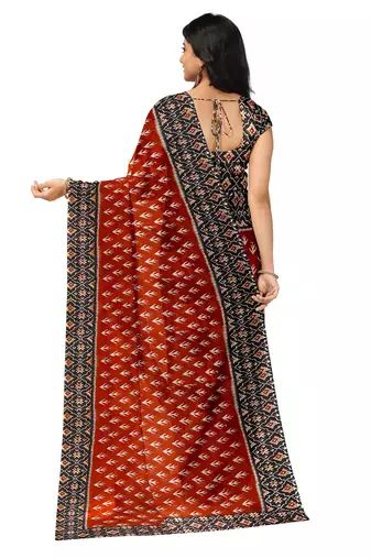 Red ikat print saree