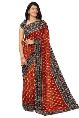 Red ikat print saree 4