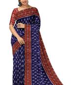 Royal blue ikat print saree