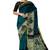 Teal blue batik printed saree