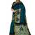 Teal blue batik printed saree