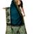 Teal blue batik printed saree