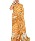 Mustard yellow folk art saree