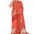 Coral red folk art saree