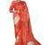 Coral red folk art saree