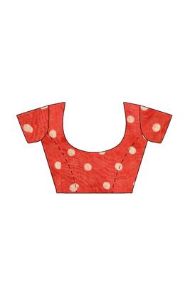 Coral red folk art saree 5