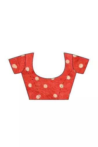 Coral red folk art saree