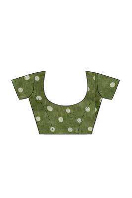 Olive green folk art saree 5