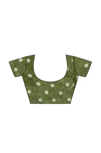 Olive green folk art saree