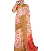 Peach pink woven design saree