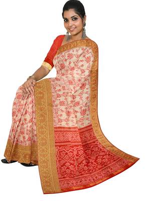 Peach pink woven design saree 2