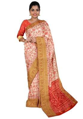 Peach pink woven design saree 3