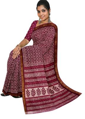 Wine shibori print saree 2