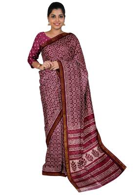 Wine shibori print saree 3