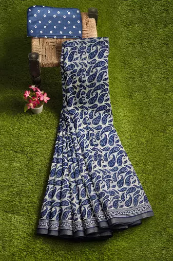 Wine printed cotton saree