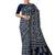 Navy blue paisley print saree