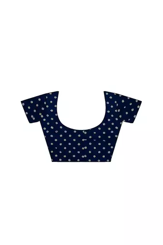 Navy blue paisley print saree