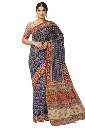 Blue paisley designer saree
