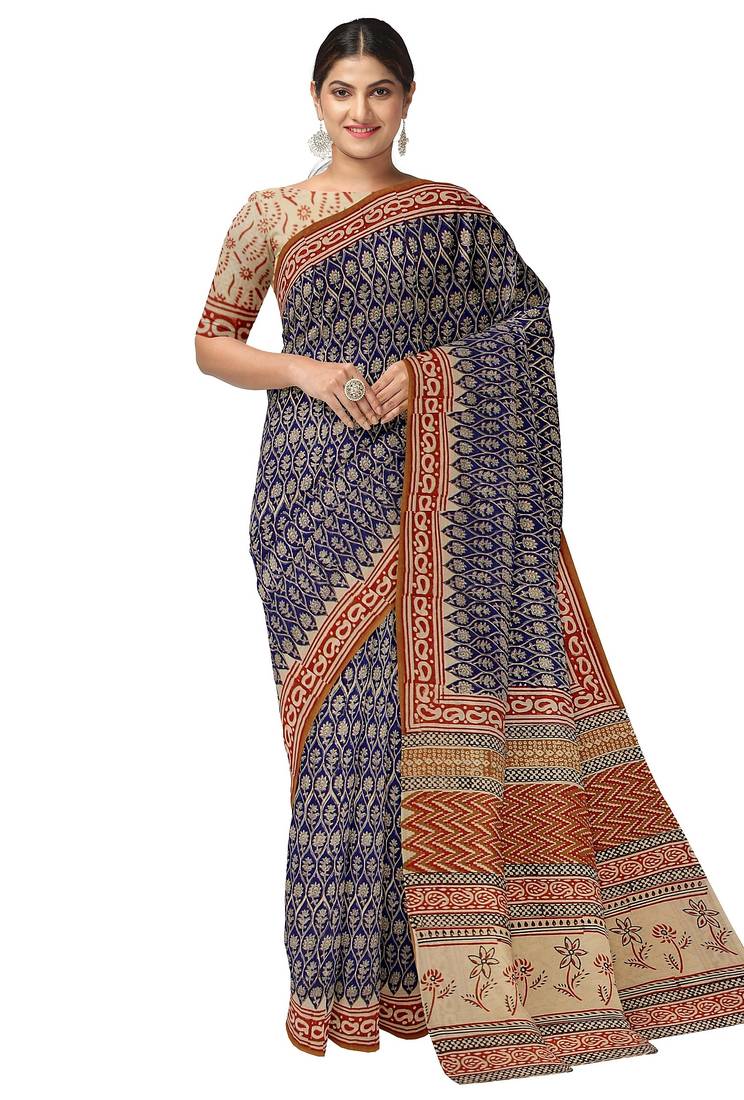 Blue paisley designer saree