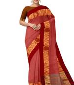 Rose pink zari border saree