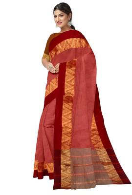 Rose pink zari border saree 2