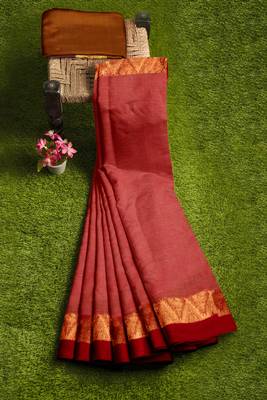 Rose pink zari border saree 3