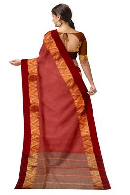 Rose pink zari border saree 4