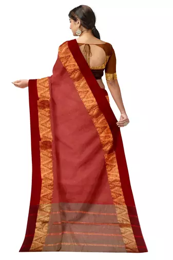 Rose pink zari border saree