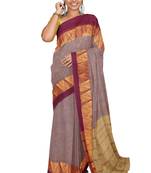 Mauve grey zari saree