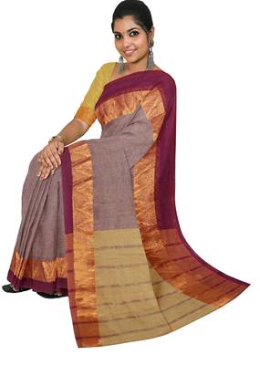 Mauve grey zari saree 2
