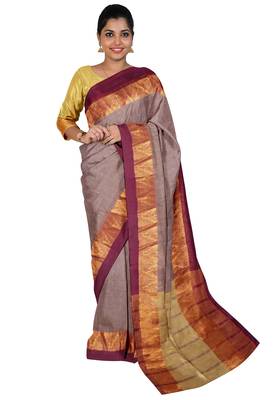 Mauve grey zari saree 3