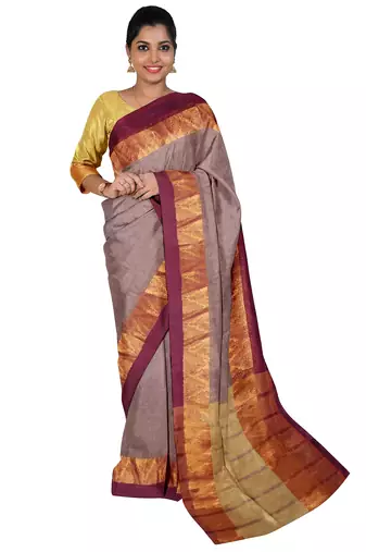 Mauve grey zari saree