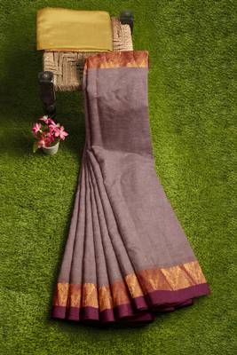 Mauve grey zari saree 4