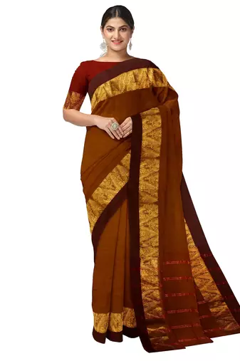 Coffee brown zari saree