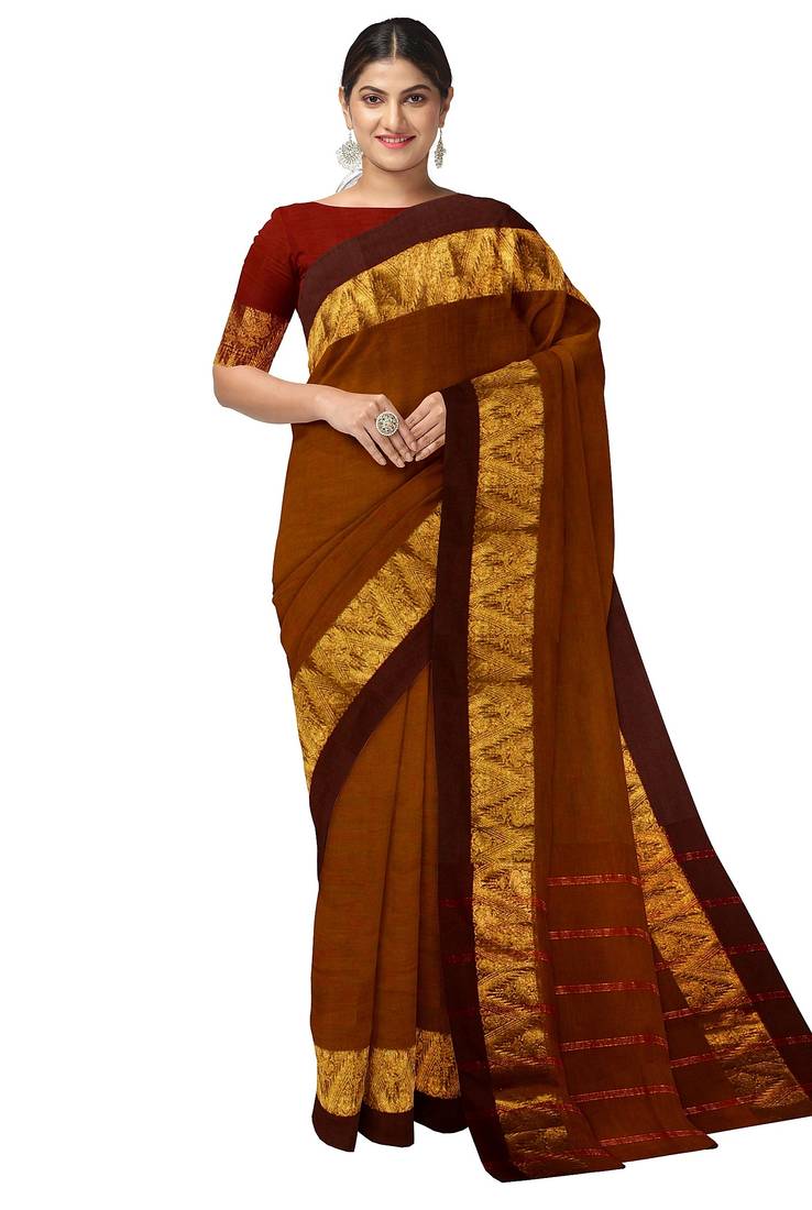 Coffee brown zari saree
