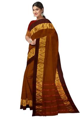 Coffee brown zari saree 3