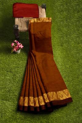 Coffee brown zari saree 5
