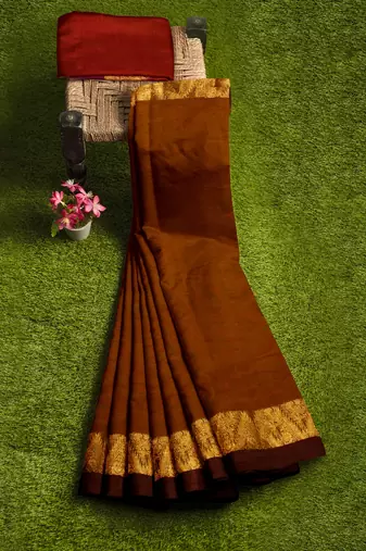 Coffee brown zari saree