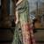 Green Banarasi Cotton Silk Saree with maroon Woven Pallu and Traditional Zari Design