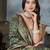 Green Banarasi Cotton Silk Saree with maroon Woven Pallu and Traditional Zari Design