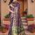 Purple Banarasi Cotton Silk Saree with Green Woven Pallu and Traditional Zari Design