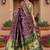 Purple Banarasi Cotton Silk Saree with Green Woven Pallu and Traditional Zari Design