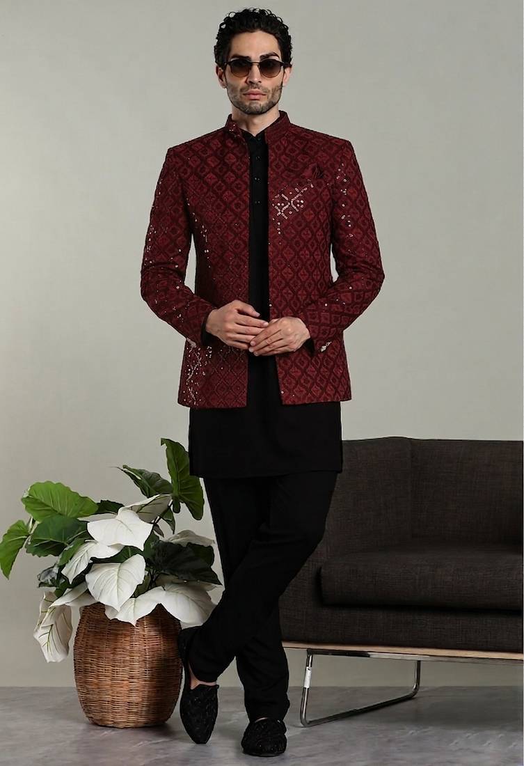 men's stylish indo-western rayon coat kurta setmen's stylish